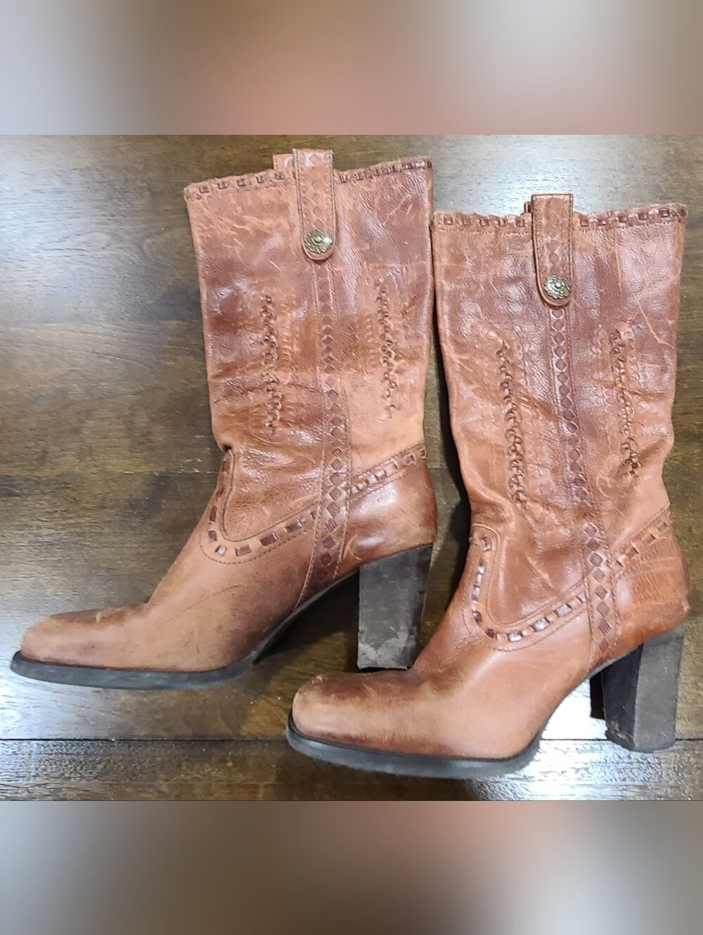 Gianni Bini Vintage Brown Leather Western-style Boots